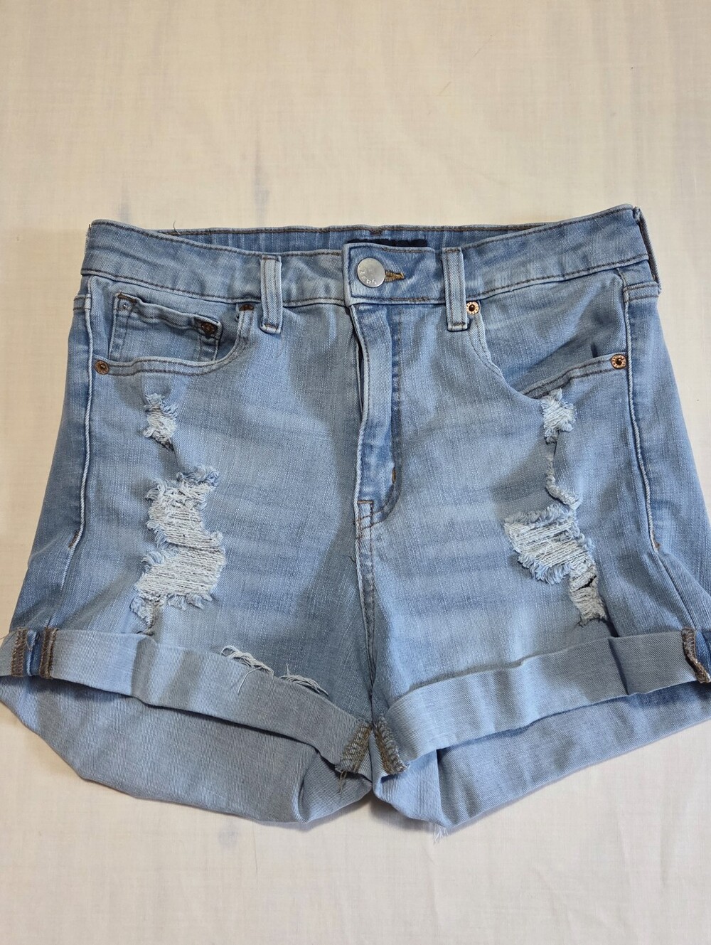 Aeropostale Light Blue High Rise Curvy Midi Shorts